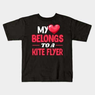 My heart belongs to a kite flyer - Cute Kite Surfing wife gift Kids T-Shirt